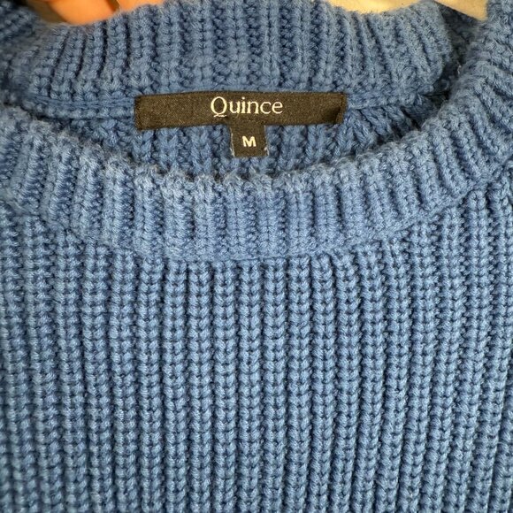 Quince Royal Blue Ribbed Tight Knit Raglan Sleeve Pullover Cotton Sweater Size M - Picture 5 of 8